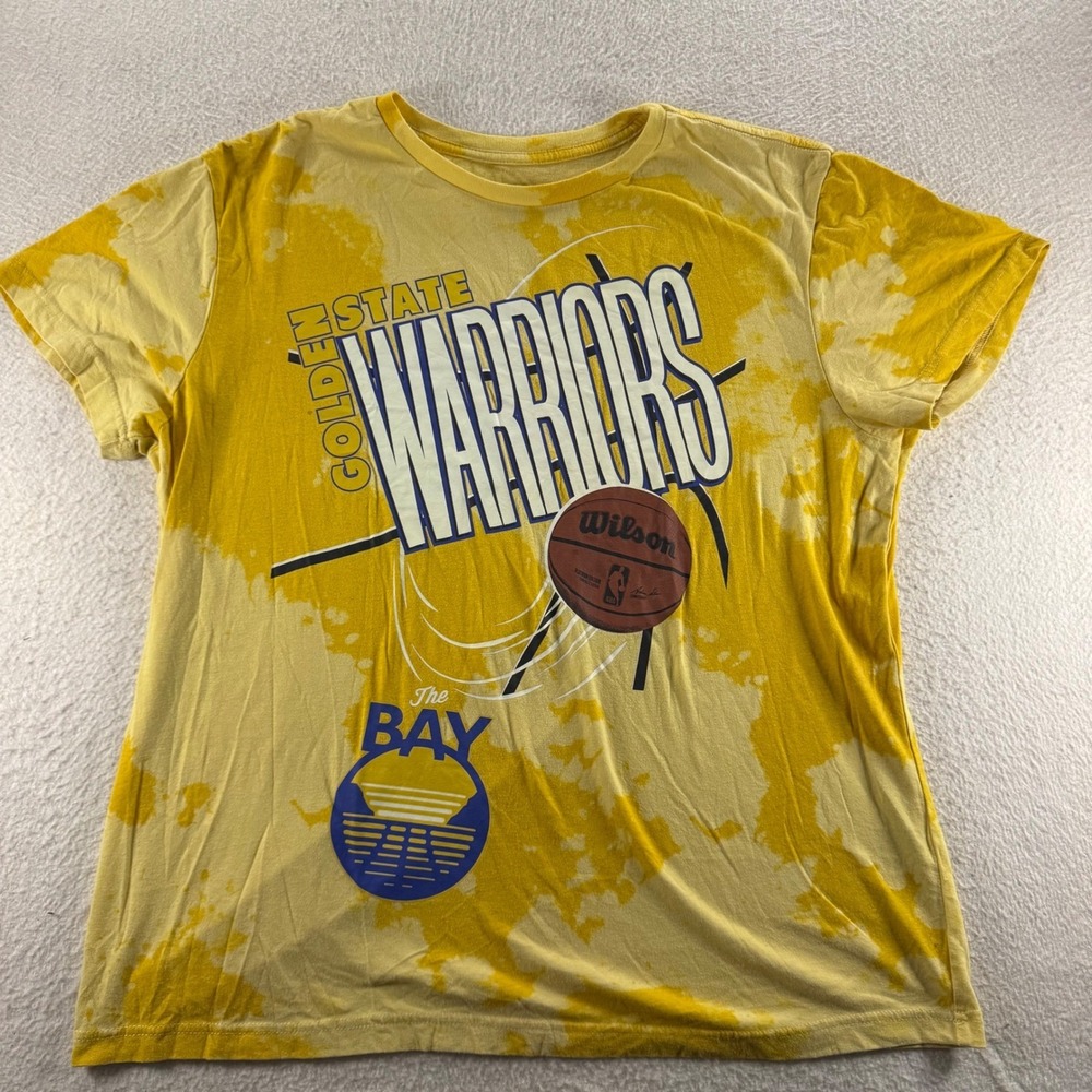 NBA Golden State Warriors T Shirt Mens XL Yellow‎ Tie Dye The Bay Graphic Tee